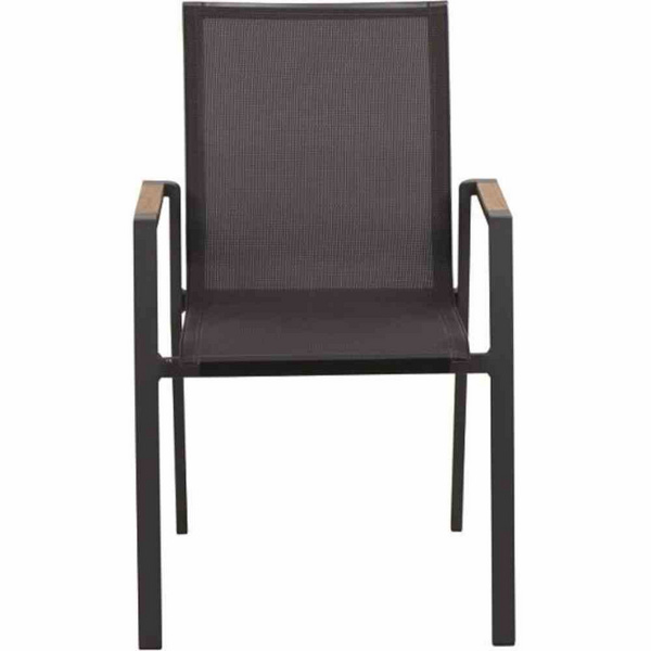 Rondo Stapelsessel Alu, matt-anthrazit, Armlehneninlay Teak