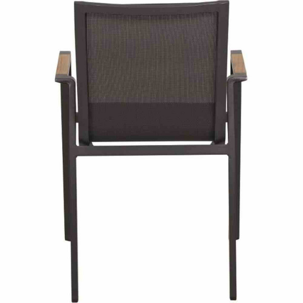 Rondo Stapelsessel Alu, matt-anthrazit, Armlehneninlay Teak