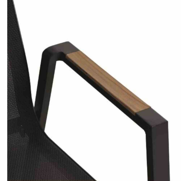 Rondo Stapelsessel Alu, matt-anthrazit, Armlehneninlay Teak