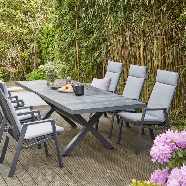 Messina Ausziehtisch 204/264x103cm Alu, matt-anthraz., Keramikleisten