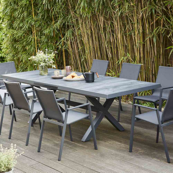 Messina Ausziehtisch 204/264x103cm Alu, matt-anthraz., Keramikleisten