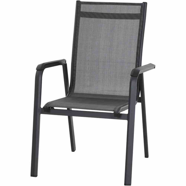 Tesoro Stapelsessel, matt anthrazit Alu, TextilBez. silber schwarz