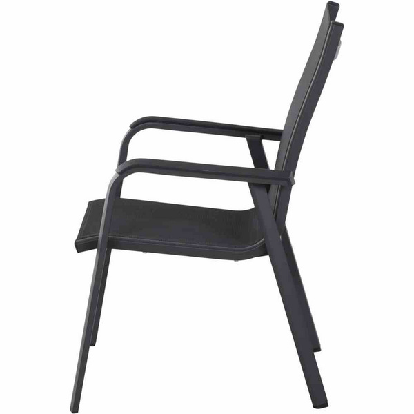 Tesoro Stapelsessel, matt anthrazit Alu, TextilBez. silber schwarz