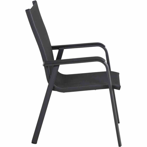 Tesoro Stapelsessel, matt anthrazit Alu, TextilBez. silber schwarz