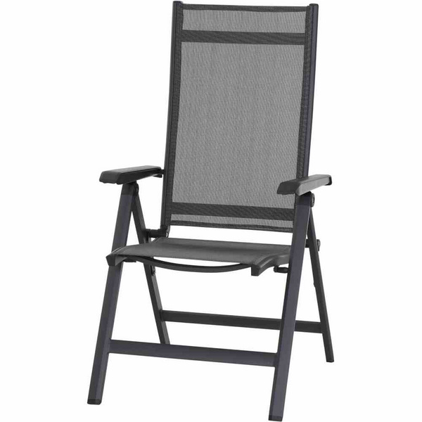 Tesoro Klappsessel, matt anthrazit Alu, TextilBez. silber schwarz