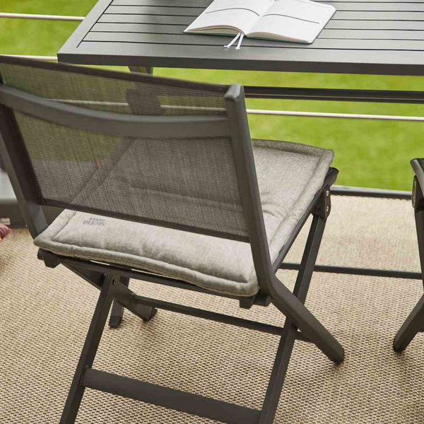 Tesoro Klappstuhl, matt-anthrazt Alu, TextilBez. silber schwarz