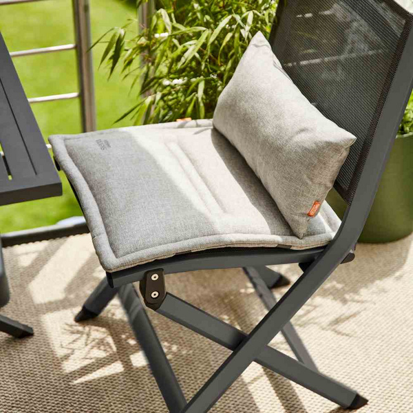 Tesoro Klappstuhl, matt-anthrazt Alu, TextilBez. silber schwarz