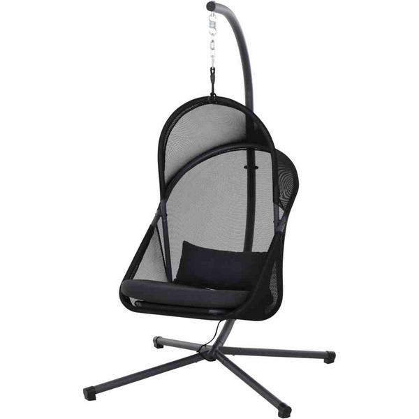 YOBAYA Hängesessel, Cool Black Stahl, TextilBez. schwarz