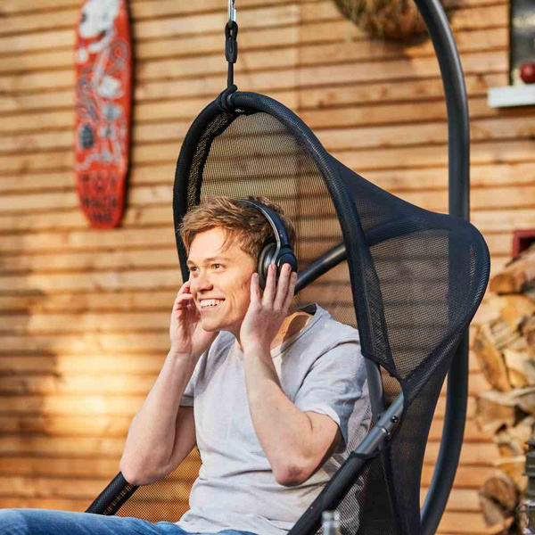 YOBAYA Hängesessel, Cool Black Stahl, TextilBez. schwarz