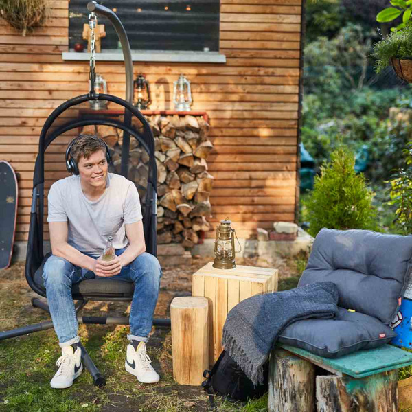 YOBAYA Hängesessel, Cool Black Stahl, TextilBez. schwarz