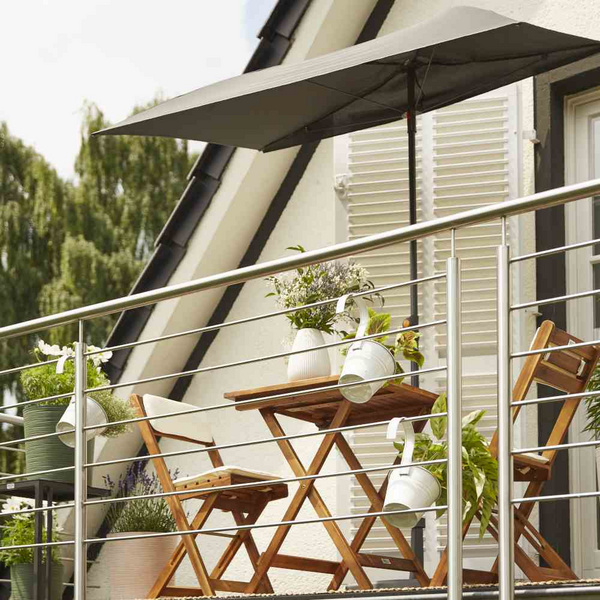 City Balkonschirm anthrazit/grau, 160x100cm Gest. Stahl, Bez. 100% Polyester grau