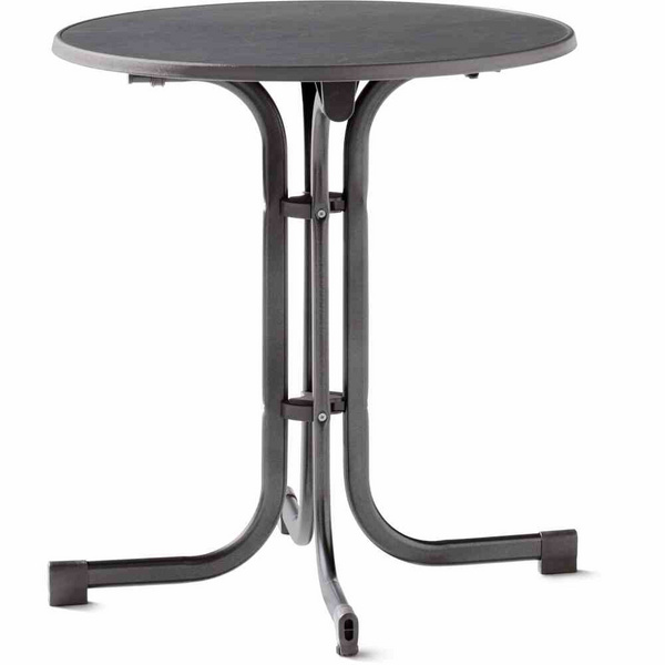 Boulevard-Klapptisch, Ø70x72cm, eisengr. StahrohrGest., Mecalit-Pro-Platte