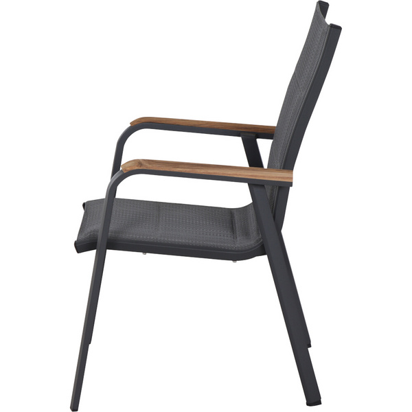 Tesoro Stapelsessel, Alu, Textil, Teak