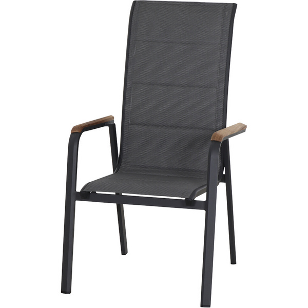 Tesoro High Back Stapelsessel Alu, Textil, Teak