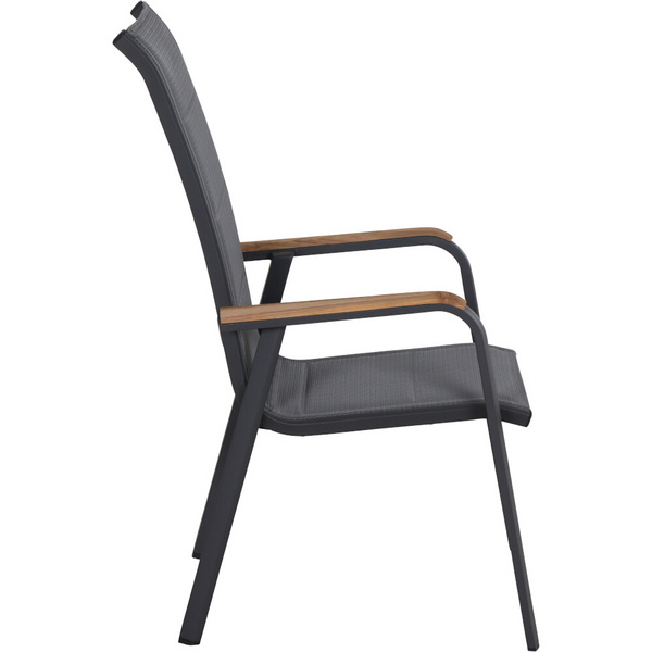 Tesoro High Back Stapelsessel Alu, Textil, Teak