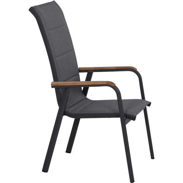 Tesoro High Back Stapelsessel Alu, Textil, Teak