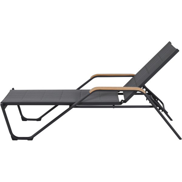 Tesoro Liege, matt-anthrazit Alu, Textil, Teak