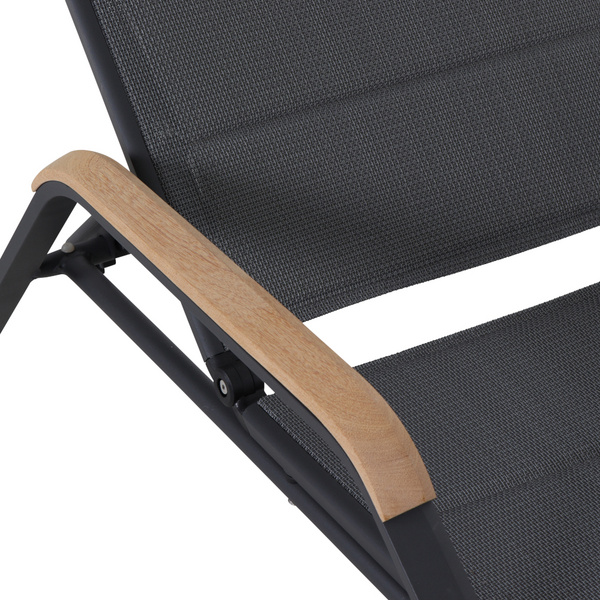 Tesoro Liege, matt-anthrazit Alu, Textil, Teak