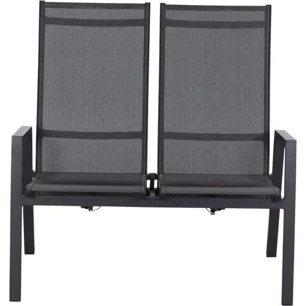 Savona 2er Bank, m-anth Alu, Textil, silber-sw