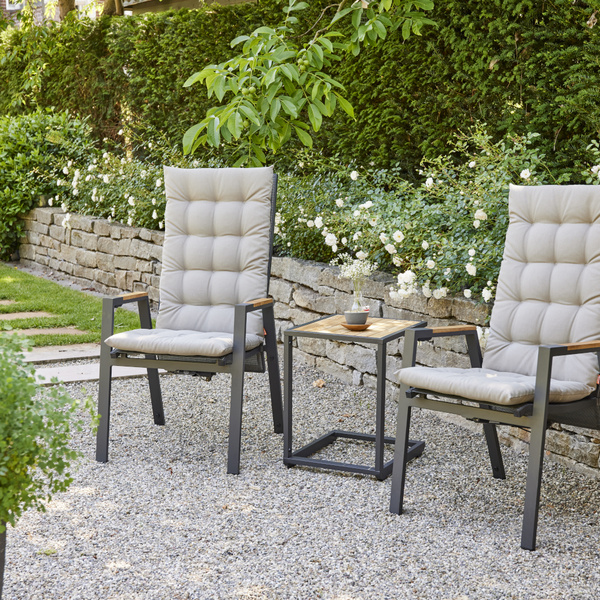 ATRIA Sesselauflage 123cm Einfarbiges Silberdesign in anthrazit, 100% recycelter Polyester