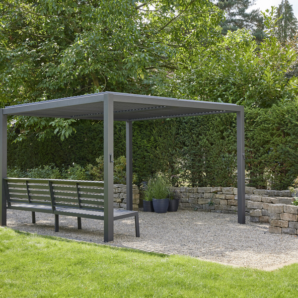 Sitzbank 300cm Rücken aus Alu, Sitzfläche aus Ranotex® in anthrazit