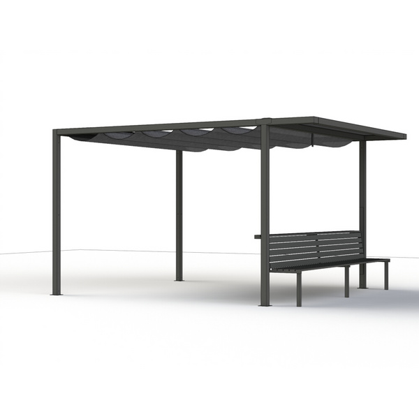 Sitzbank 300cm Rücken aus Alu, Sitzfläche aus Ranotex® in anthrazit