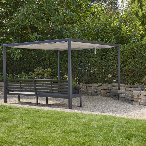 Sitzbank 300cm Rücken aus Alu, Sitzfläche aus Ranotex® in anthrazit