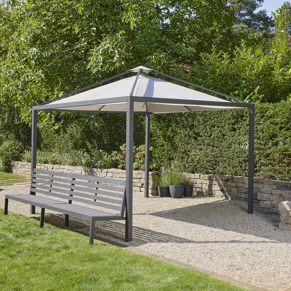 Sitzbank 300cm Rücken aus Alu, Sitzfläche aus Ranotex® in anthrazit