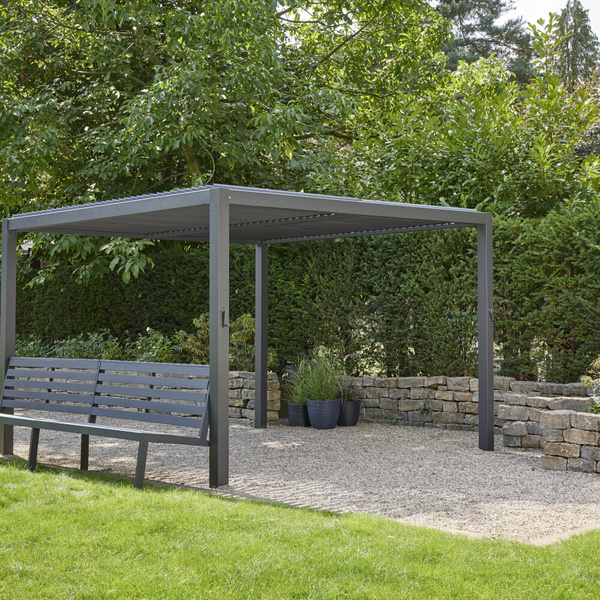 Sitzbank 300cm Rücken aus Alu, Sitzfläche aus Ranotex® in anthrazit