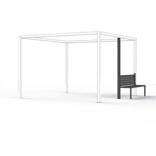 Sitzbank 150cm Rücken aus Alu, Sitzfläche aus Ranotex® in anthrazit, inkl. Mittelpfosten