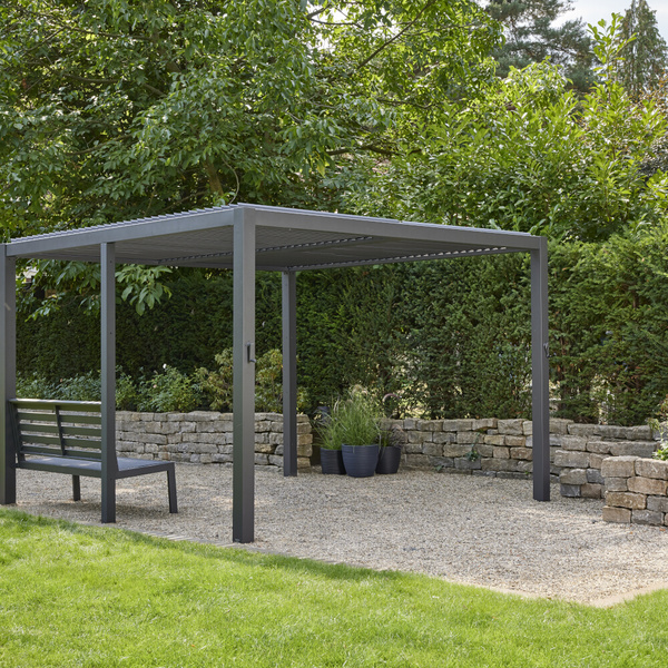 Sitzbank 150cm Rücken aus Alu, Sitzfläche aus Ranotex® in anthrazit, inkl. Mittelpfosten