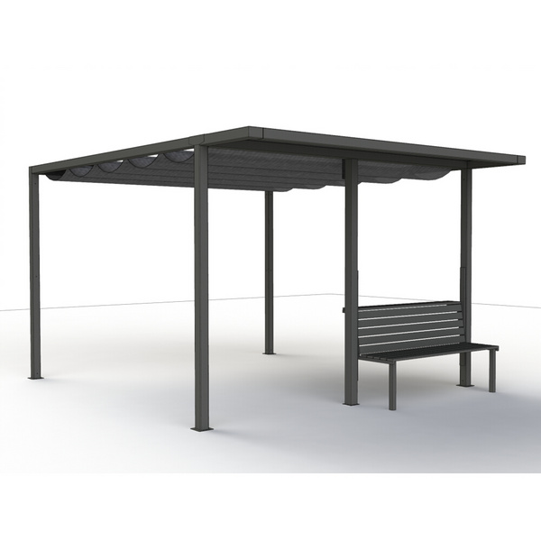 Sitzbank 150cm Rücken aus Alu, Sitzfläche aus Ranotex® in anthrazit, inkl. Mittelpfosten