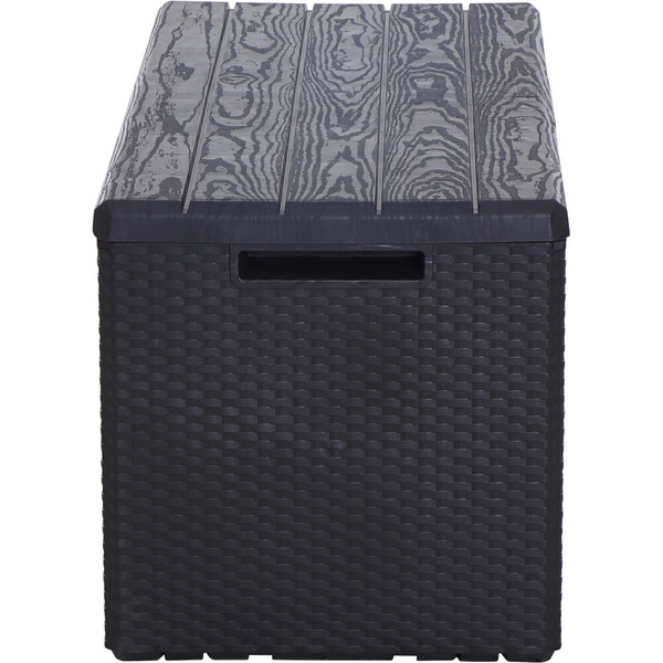 Kissenbox Portofino 340 Liter Rattan/Holzoptik, Kunststoff anthrazit