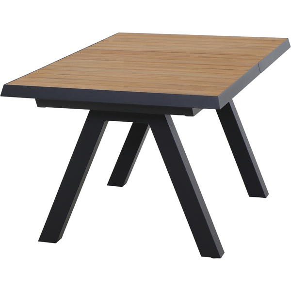 TIRANA Ausziehtisch 160/200cm anthrazit/Teak FSC® Gest. Polypropylen/Glasfaser