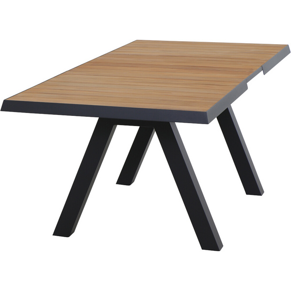 TIRANA Ausziehtisch 160/200cm anthrazit/Teak FSC® Gest. Polypropylen/Glasfaser