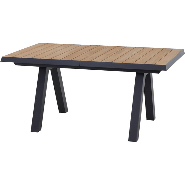 TIRANA Ausziehtisch 160/200cm anthrazit/Teak FSC® Gest. Polypropylen/Glasfaser