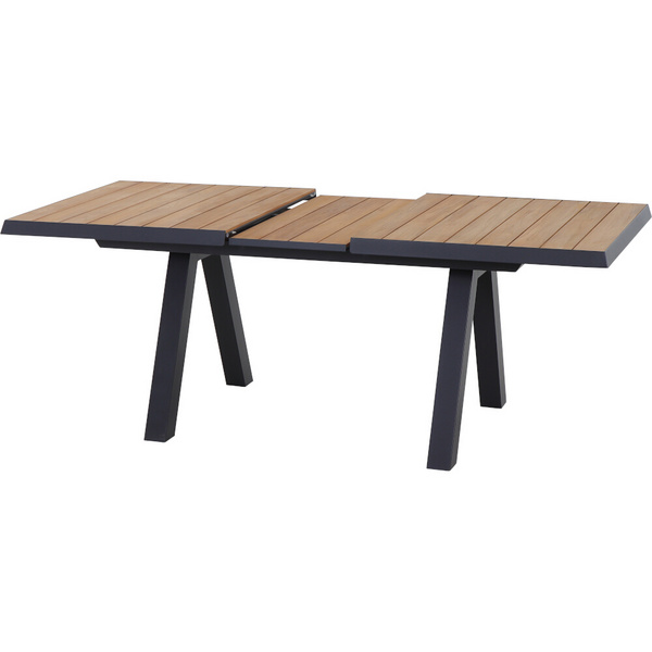 TIRANA Ausziehtisch 160/200cm anthrazit/Teak FSC® Gest. Polypropylen/Glasfaser