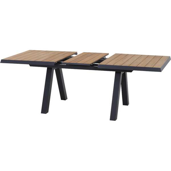 TIRANA Ausziehtisch 160/200cm anthrazit/Teak FSC® Gest. Polypropylen/Glasfaser