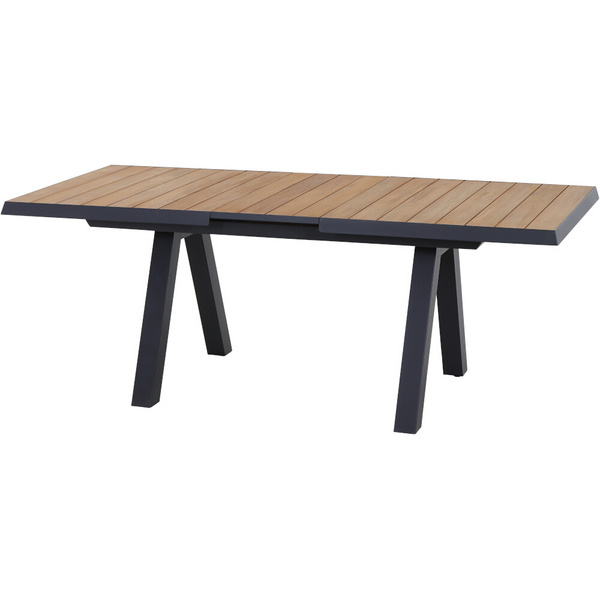TIRANA Ausziehtisch 160/200cm anthrazit/Teak FSC® Gest. Polypropylen/Glasfaser