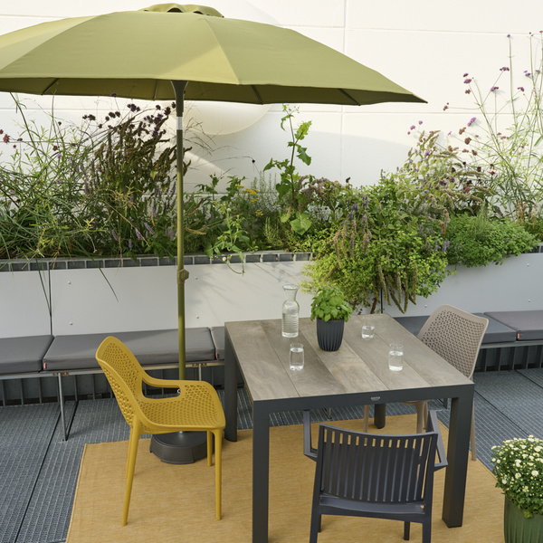 SILVA Tisch 80x80cm matt anthrazit/wash-grey Abstandhalter inkl. 8 Sandsäckchen