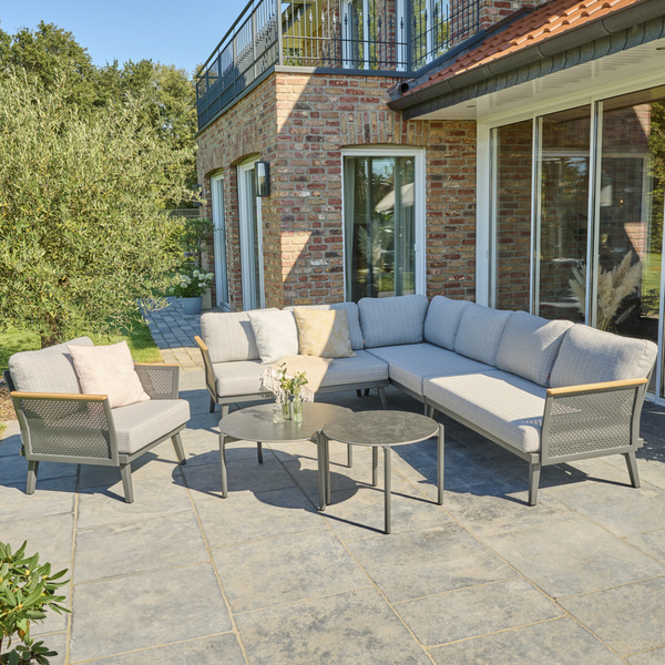 ROMA Loungetisch Ø80cm matt anthrazit Vollpanama, Bez. 90% Acryl und 10% Leinen