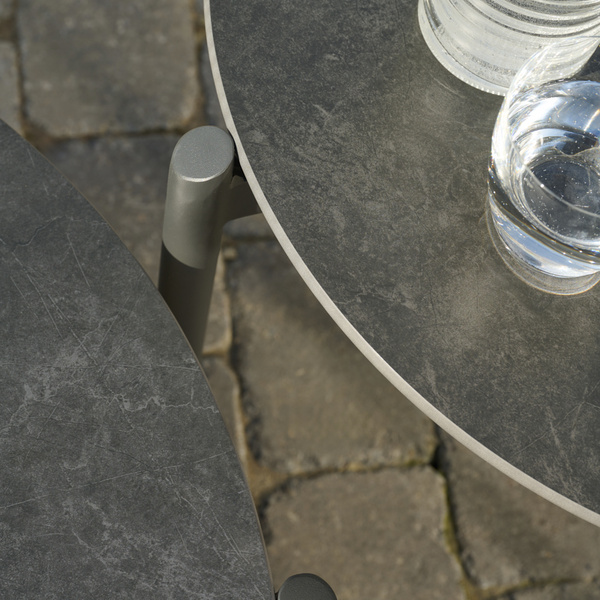 ROMA Loungetisch Ø80cm matt anthrazit Vollpanama, Bez. 90% Acryl und 10% Leinen