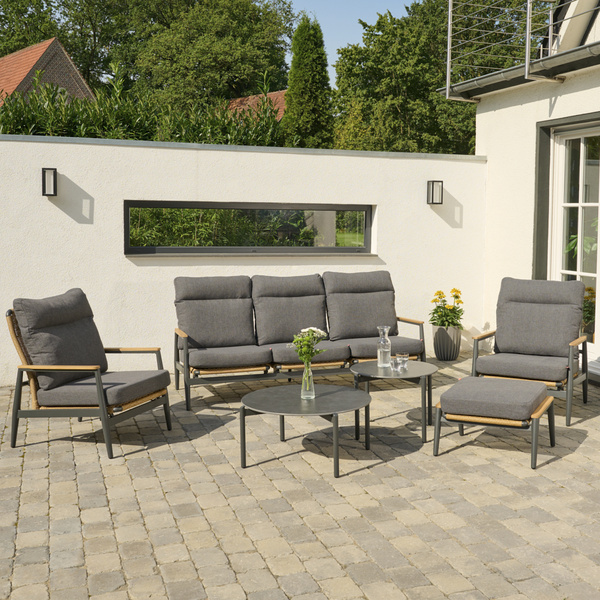 ROMA Loungetisch Ø80cm matt anthrazit Vollpanama, Bez. 90% Acryl und 10% Leinen