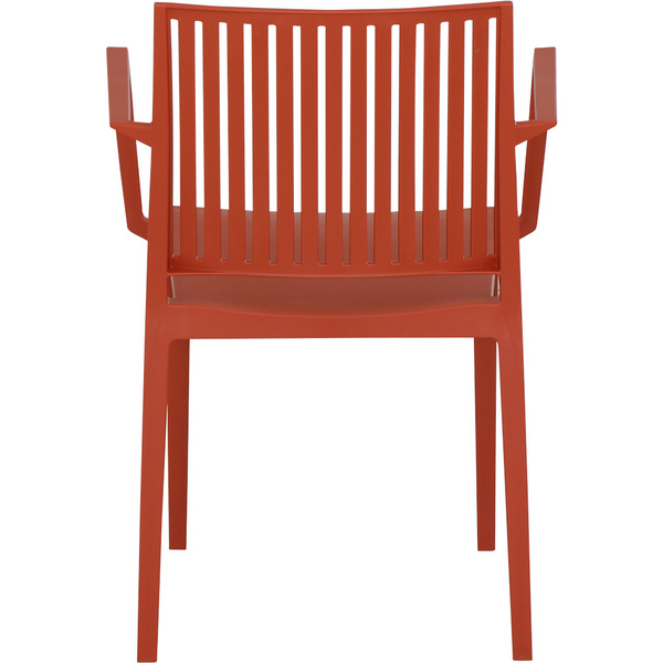 LANE Stapelsessel brick AluGest., Ranotex® Bez., Armlehnen aus Teak