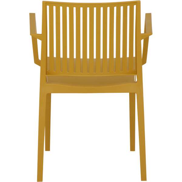 LANE Stapelsessel mustard AluGest., Rope Geflecht, Armlehnen aus Teak