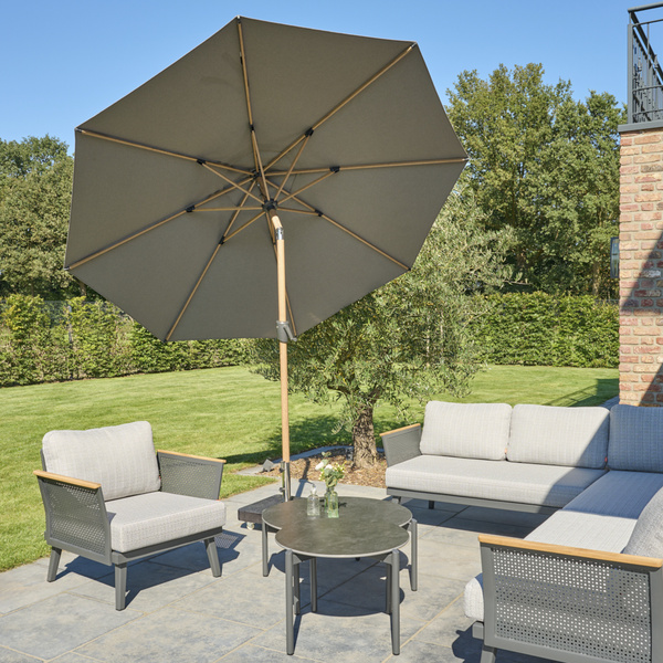 PINO Mittelstockschirm Ø300cm taupe-mel. AluGest., Rope, mit Kissen