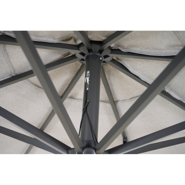 PINO Mittelstockschirm Ø300cm grau-mel. AluGest., Tischpl. aus gesinterter Stein in beige