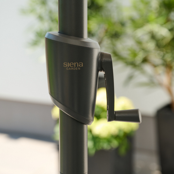 PINO Mittelstockschirm Ø300cm grau-mel. AluGest., Tischpl. aus gesinterter Stein in beige