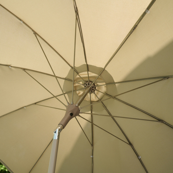 PAOLO Mittelstockschirm Ø270cm taupe AluGest., Tischpl. aus gesinterter Stein in beige