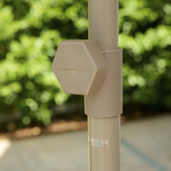 PAOLO Mittelstockschirm Ø270cm taupe AluGest., Tischpl. aus gesinterter Stein in beige